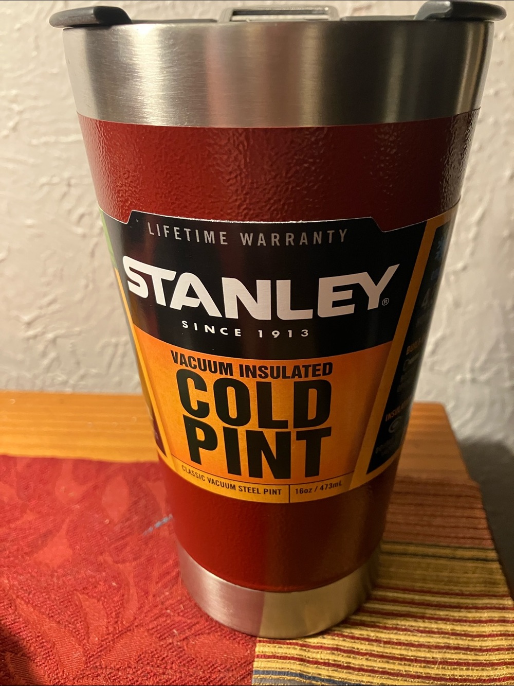 Stanley Red Vacuum Insulated Cold Pint Tumbler